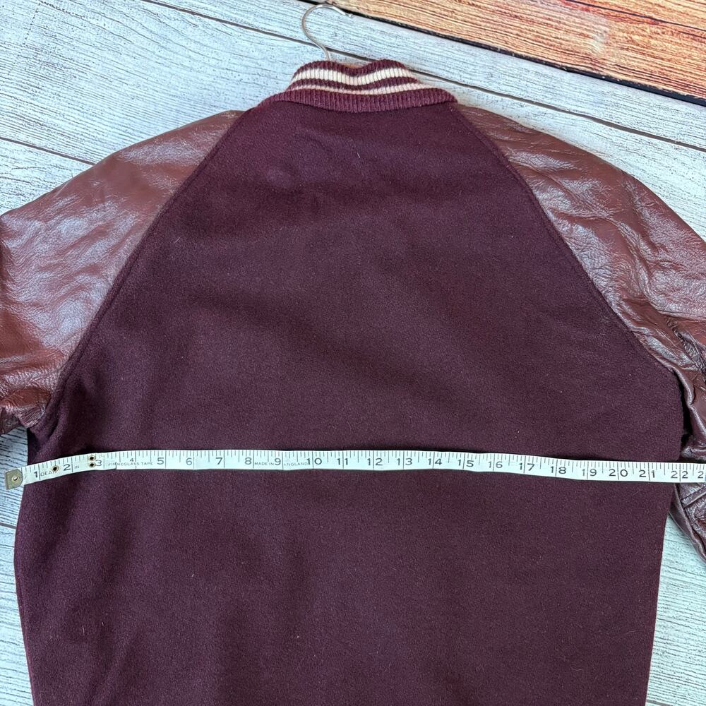 Vintage 1960s Washington University Burgundy & Green Letterman Jacket - Picture 6 of 8